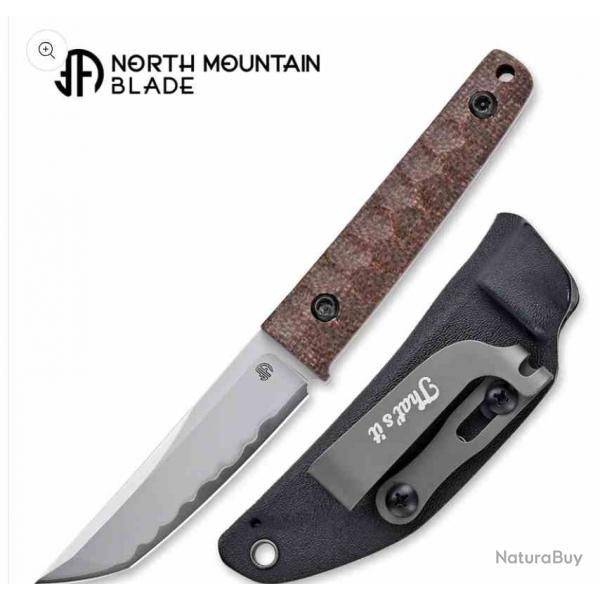 Couteau North Mountain CHOP MINI Lame Acier SLD-MAGIC Manche Micarta Brun tui Kydex NMB2416MCT