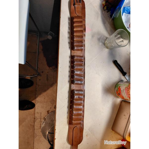 CARTOUCHIERE CEINTURE COULEUR  CUIR FAUVE CALIBRE 12