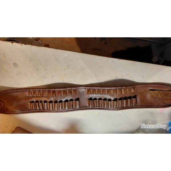 CARTOUCHIERE CEINTURE COULEUR  CUIR FAUVE CALIBRE CARABINE