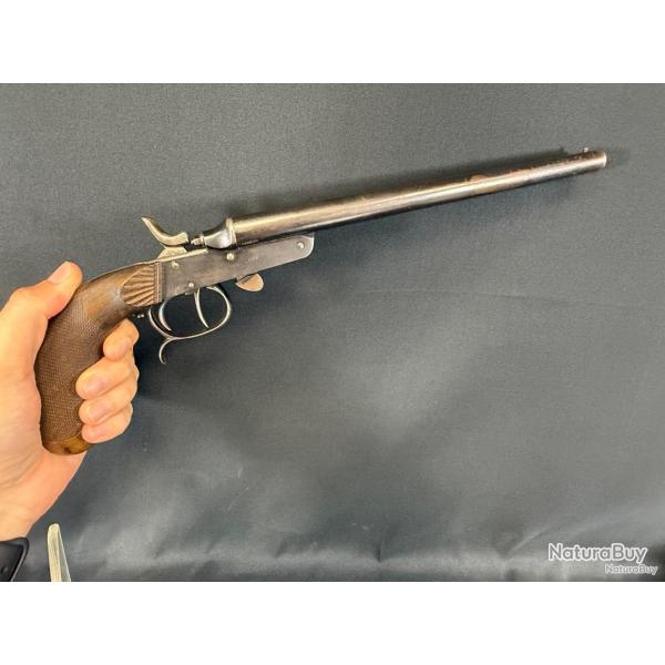 Exceptionnel pistolet de vnerie FOREIGN BELGE calibre 36 12  mm 65 class D
