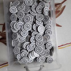 Lot de 100 rondelles de fermetue pour 14 mm numérotées '8' coloris blanc