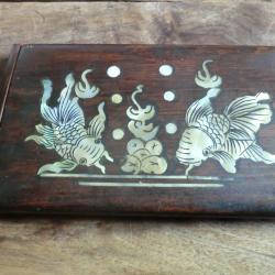 coffret porte carte voyage  motif incrustation nacre