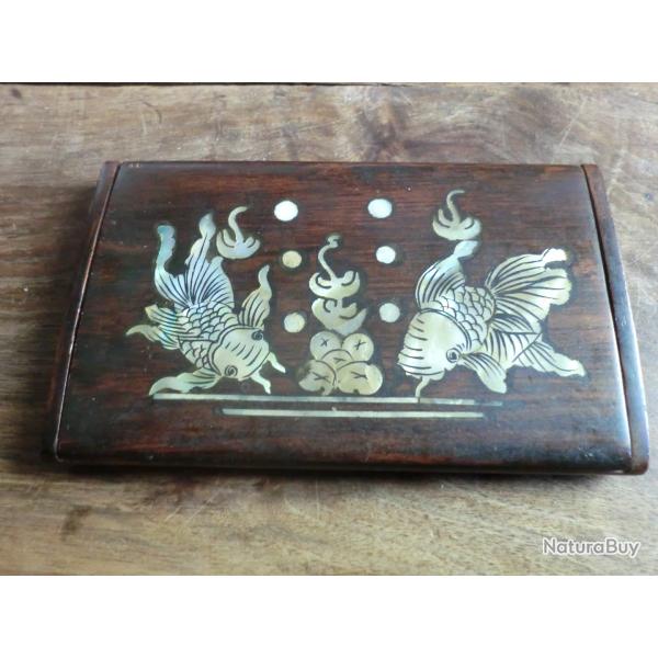 coffret porte carte voyage  motif incrustation nacre