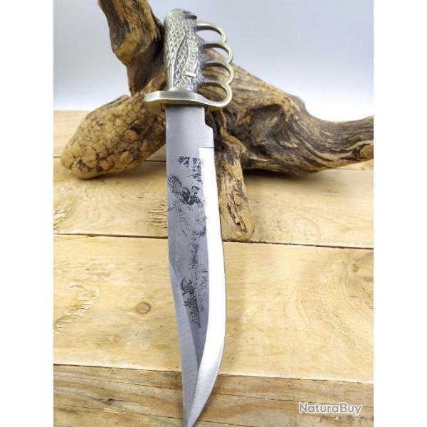 Poignard EN LAITON EAGLE BOWIE LAME ACIER