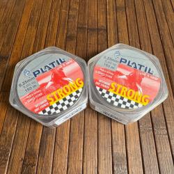 LOT PÊCHE DESTOCKAGE 2 BOBINES PLATIL Nylon Platil Strong Brun 150 mètres