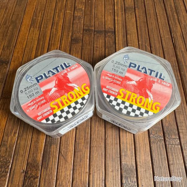 LOT PCHE DESTOCKAGE 2 BOBINES PLATIL Nylon Platil Strong Brun 150 mtres