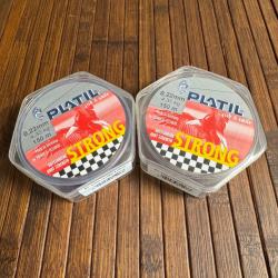 LOT PÊCHE DESTOCKAGE 2 BOBINES PLATIL Nylon Platil Strong Brun 150 mètres 0,22 mm