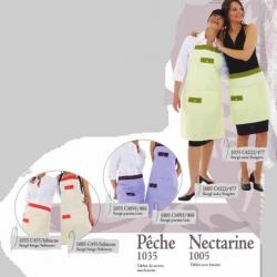 Tablier Peche Nectarine Sergé Parme/Iris Avec bavette