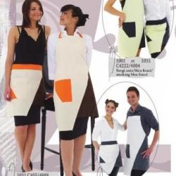 Tablier Kaki Abricot Serge Beige/Clémentine/Smoking Moka Sans bavette