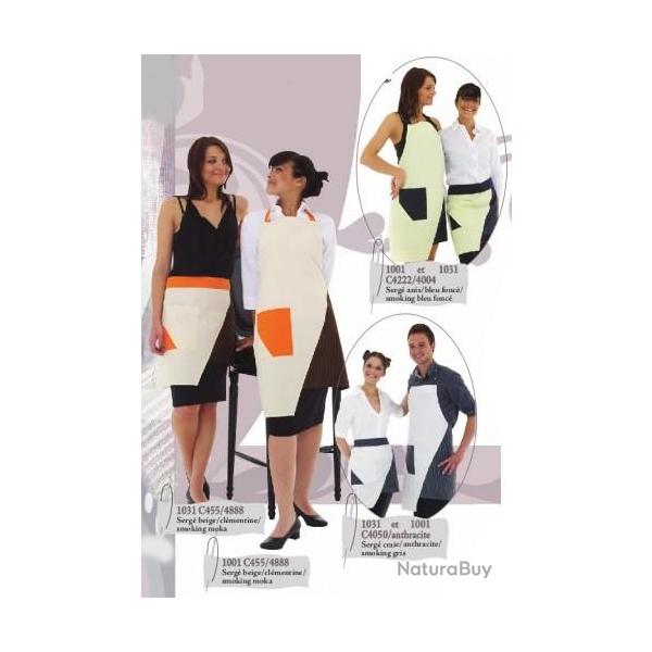 Tablier Kaki Abricot Serg Anis/Bleu Fonc/Smoking Bleu Fonc Avec bavette