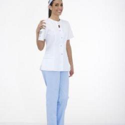 Blouse dame Louise Blanc/Ciel 1