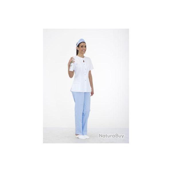 Blouse dame Louise Blanc/Iris 5