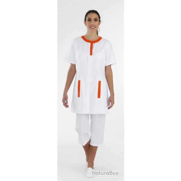 Blouse dame Myriam Blanc/Vert 1