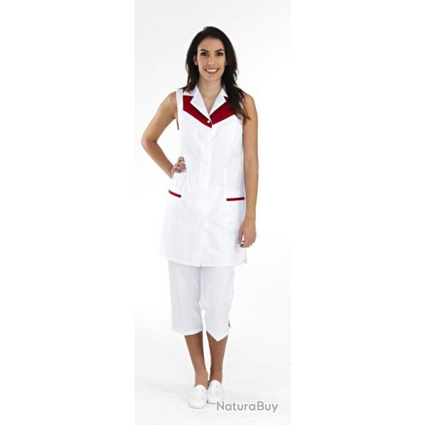 Blouse dame Monica Blanc/Rouge 5