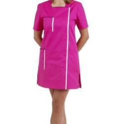 Blouse dame Iris 4 Blanc/Satin Noir/Passepoil Turquoise