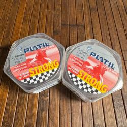 LOT PÊCHE DESTOCKAGE 2 BOBINES PLATIL Nylon Platil Strong Brun 150 mètres 0,14 mm et 0,16 mm