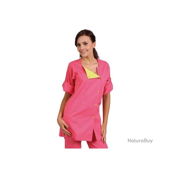 Tunique de travail pour Dame Julia 6 Blanc/Fuchsia