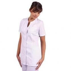 Tunique de travail pour Dame Elena 1 Satin Blanc/Liseré satin brillant