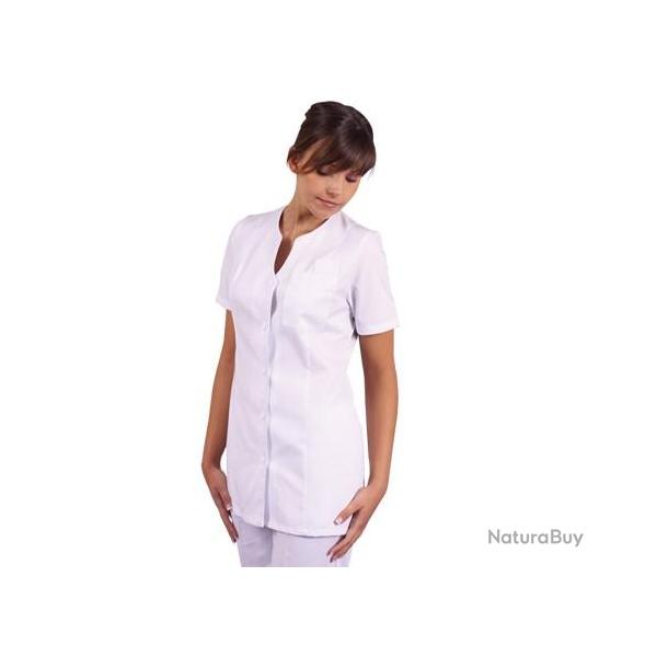 Tunique de travail pour Dame Elena 1 Satin Blanc/Liser satin brillant