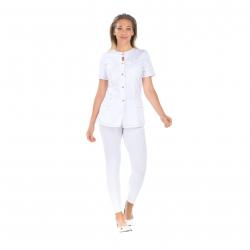 Tunique de travail pour Dame LUDIVINE Blanc/Fuchsia 5