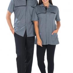 Tunique de travail mixte CYRILLE 3 Blanc/Fuchsia