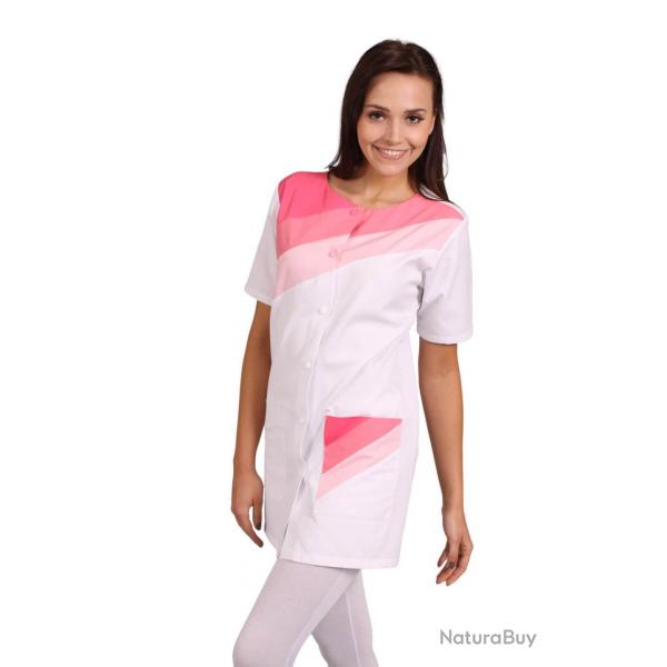 Tunique de travail pour Dame PALOMA 2 Blanc/Rose/Corail