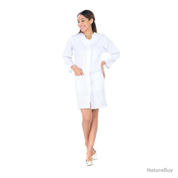 Blouse de travail pour Dame ELSA 4 Coton Bio Blanc