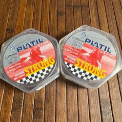 LOT PÊCHE DESTOCKAGE 2 BOBINES PLATIL Nylon Platil Strong Brun 150 mètres 0,18 mm et 0,20 mm