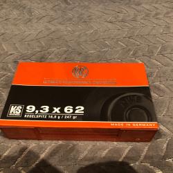 Munition RWS calibre 9.3x62 KS