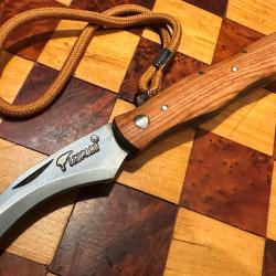 Couteau à champignon avec lacet et brosse - Teck