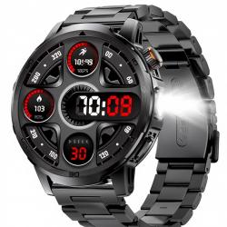 Montre connectée Militaire 1000mAh 1,85'' HD Surveillance Santé 24/24 Fréquence cardiaque  Lampe LED