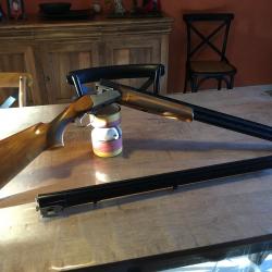 fusil superposé cal 12 ,  bergeron diffusion, 1 canon chasse et 1 canon pigeons ou fosse, en coffret