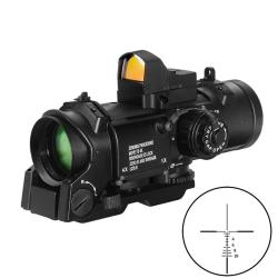 Lunette 1x-4x Fixe Polyvalente Mini Point Rouge Détachable HD Etanche Chasse Tir Tactique Noir