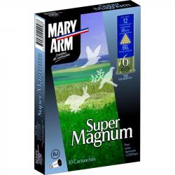 BOITE DE 10 CARTOUCHES MARY ARM SUPER MAGNUM 60G BOURRE JUPE CAL.12/89 PLOMB 6 LAITONNÉ