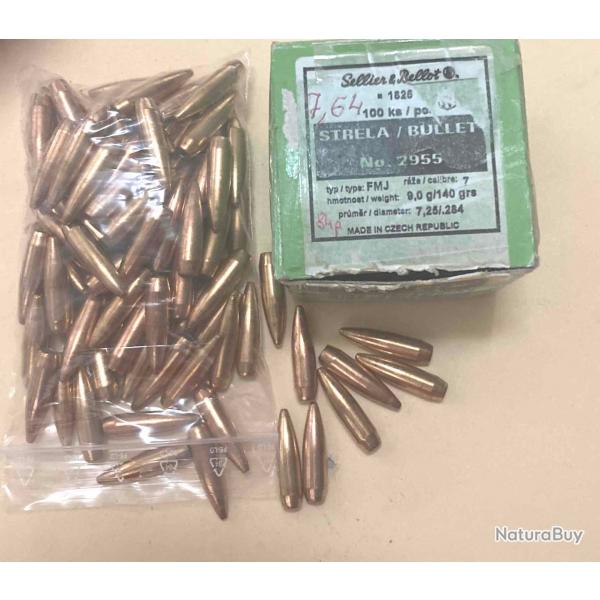LOT OGIVES 7.64 Sellier & Bellot SCPE et FMJ