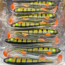 Lot 5 leurres Fox Rage Slick Shad 11cm Green Zebra Ghost