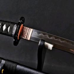 Puissant Katana japonais forgé main, T10 Kobuse Folded, trempé à l'argile, pour la coupe et la batai