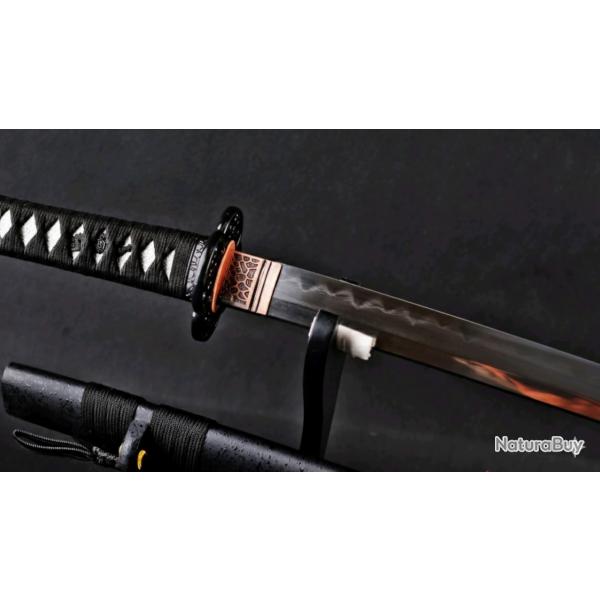 Puissant Katana japonais forg main, T10 Kobuse Folded, tremp  l'argile, pour la coupe et la batai