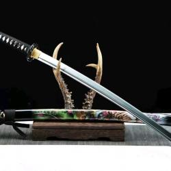 Katana japonais forgé main en acier solide, bataille, coupe, tranchant rasoir