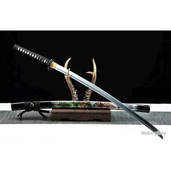 Katana japonais forg main en acier solide, bataille, coupe, tranchant rasoir