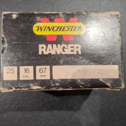 Boite de 25 cartouches Winchester Ranger calibre 16 plomb n°7 bourre à jupe