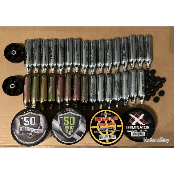 LOT - 330 munitions calibre 50 - 31 cartouches de co2