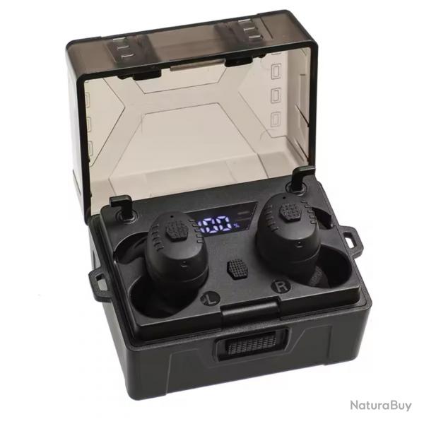 ARM NEXT E30 Tactical Electronic Earplugs Hearing Protection NRR27dB Bluetooth Noir