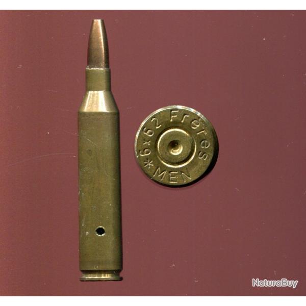 6 x 62 Frres - marquage :  6 X 62 Frres * MEN - balle cuivre pointe creuse - neutralise