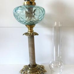 Ancienne Lampe à Pétrole Huile Kérosène France 1900 "ADA" Bronze Art Nouveau