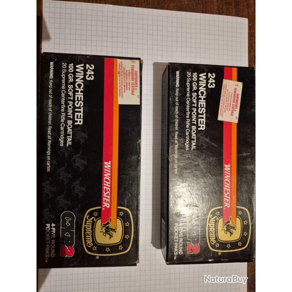 Cartouches 243 winchester supreme 2 boites