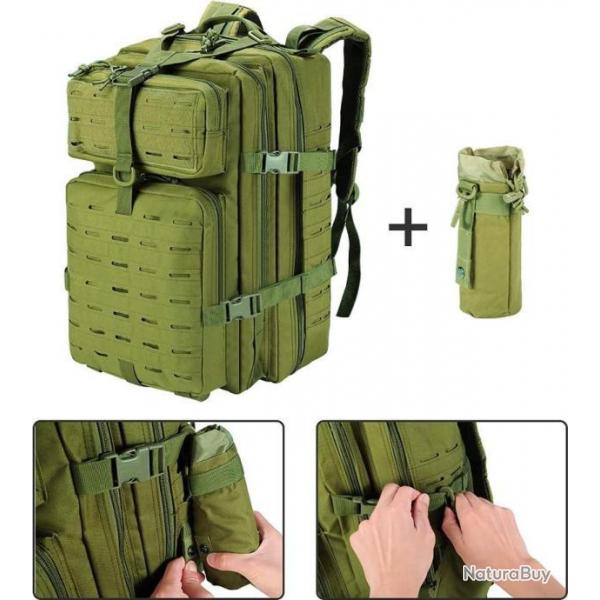 Sac  Dos Militaire Tactique 45L Combat Chasse Pche Trekking Randonne Camping Escalade Vert