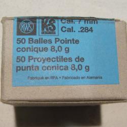 Balles pointe conique 7mm , 123 grains.
