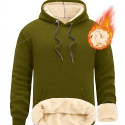 Sweat à Capuche Homme doublé polaire vert