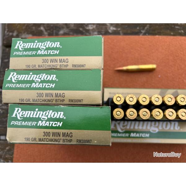 80 Cartouches 300 WIN MAG Remington 1 er MATCH 190 grains BTHP